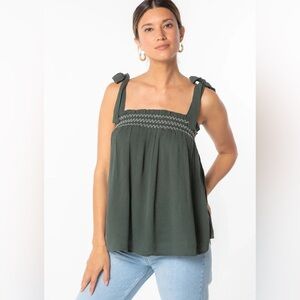 NEW Lovestitch Gauze Tie Tank Military